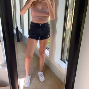 High rise denim shorts